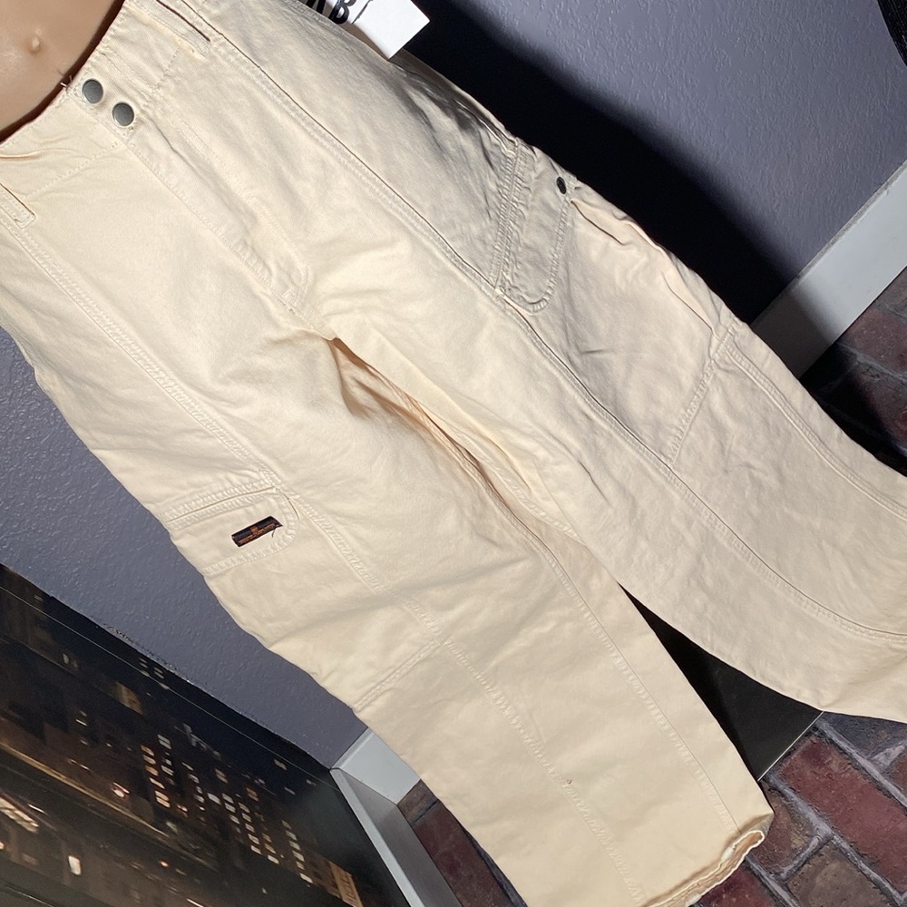URBAN OUTFITTERS - NWT - pants: beige pocketed cargo wideleg w zip, buttons - 32